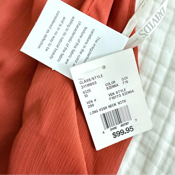 NWT David's Bridal Sienna orange high neck long chiffon dress size 10 - Picture 10 of 15